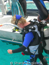My 12 year old daughter on her very first open water dive... by Sharon English 